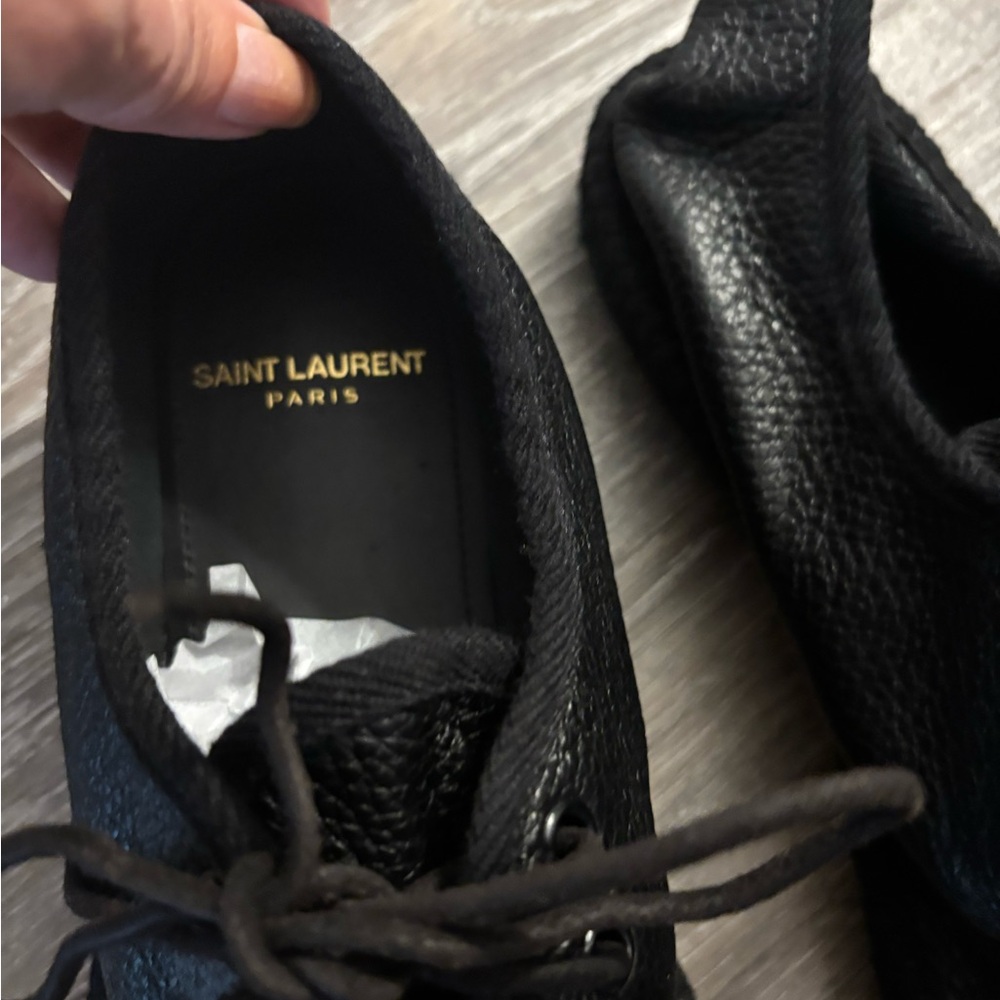 Saint Laurent Black Leather Men's Shoes Sz 40 EU Sz 7 US New - Picture 5 of 16